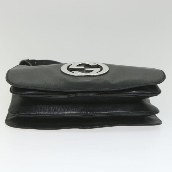 GUCCI Interlocking Shoulder Bag Leather Black - Picture 5 of 16